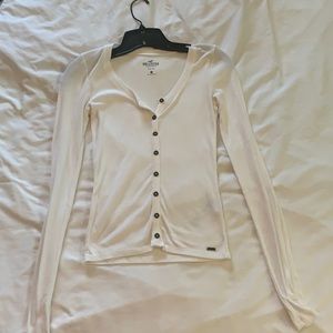 Hollister Ribbed Long Sleeve Button Up T shirt